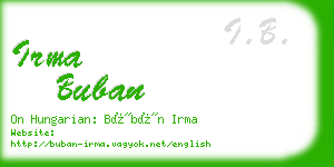 irma buban business card